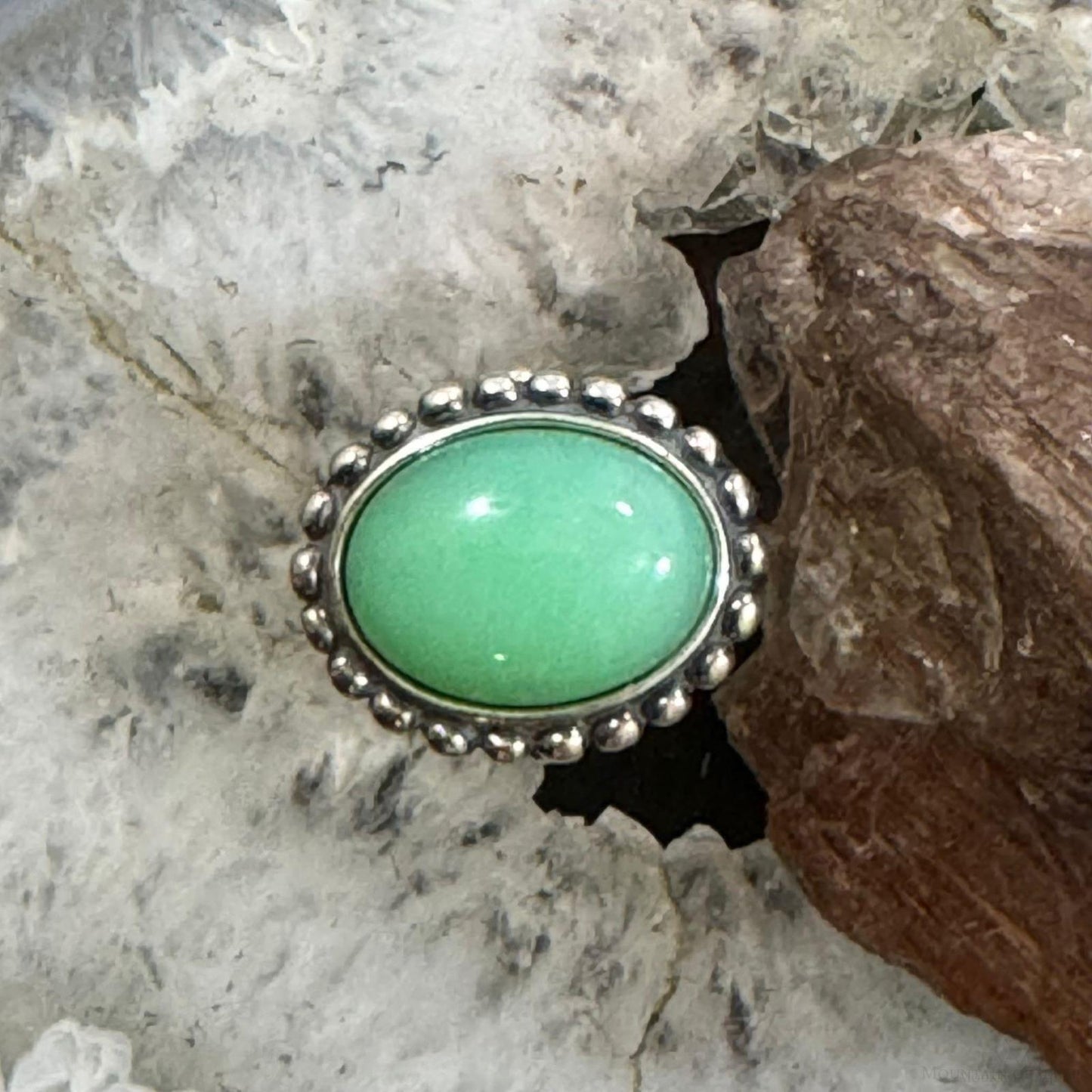 Carolyn Pollack Sterling Silver Oval Variscite Decorated Dome Ring For Women