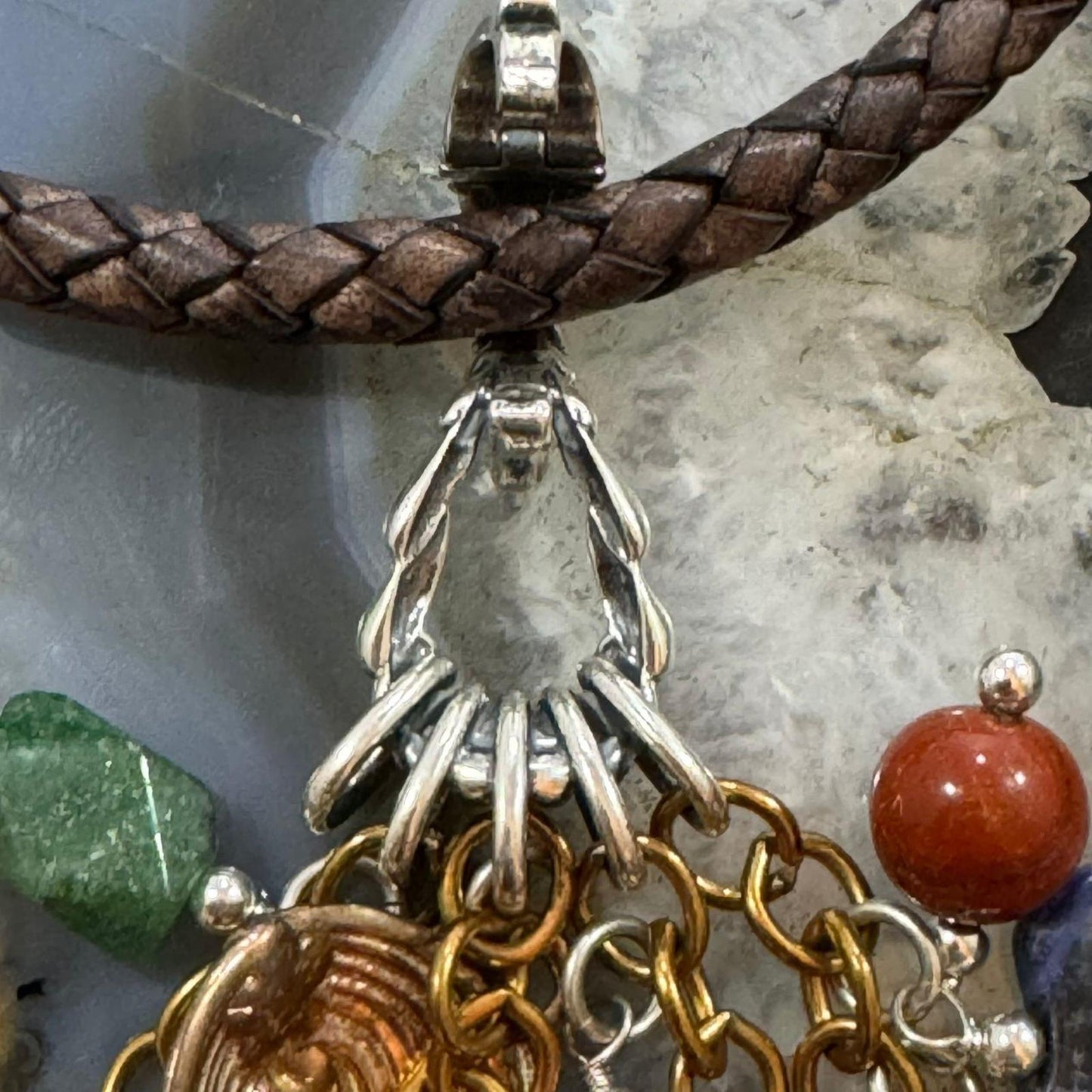 Carolyn Pollack Sterling & Brass Multi Gemstone Gardener's Joy Enhancer Pendant