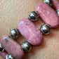 Carolyn Pollack Vintage Sterling Silver 11 Oval Rhodonite Bead Stretch Bracelet For Women