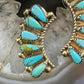Vintage Native American Silver 6 Teardrop Turquoise Crescent Stud Earrings For Women