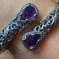 Carolyn Pollack Sterling Silver Amethyst Doublet Overlapping Decorated Hinged Bracelet