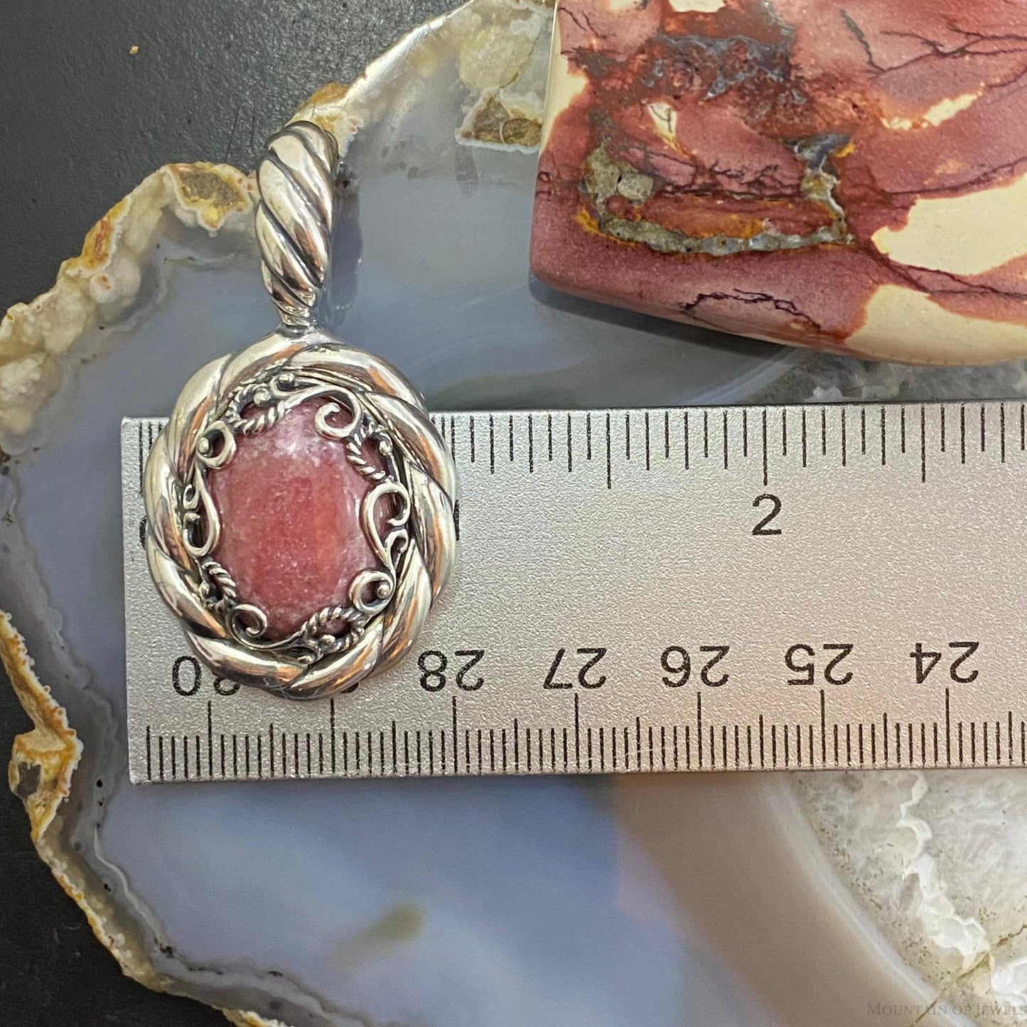 Carolyn Pollack Sterling Silver Rhodonite Decorated Enhancer Pendant For Women