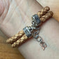 Carolyn Pollack Sterling Silver Rhodonite Tan Braided Leather Bracelet For Women