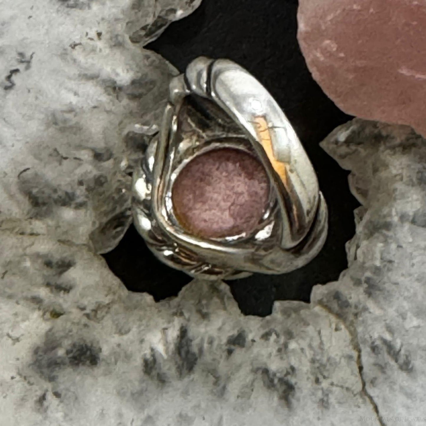 Carolyn Pollack Sterling Silver Oval Rhodochrosite Decorated Ring Size 5 For Women