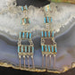 Ashley Laate Sterling Silver Needlepoint Turquoise 4 Tier Chandelier Dangle Earrings For Women
