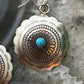 Native American Sterling Silver Turquoise Dot Flower Concho Dangle Earrings For Women