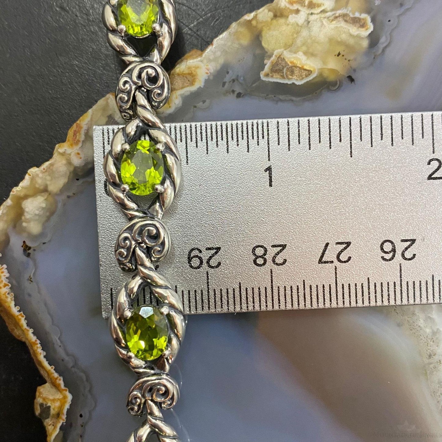 Carolyn Pollack Sterling Silver 6 Faceted Oval Peridot Link Bracelet For Women