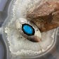 Vintage Native American Silver Oval Turquoise Shadowbox Ring Size 7 For Women