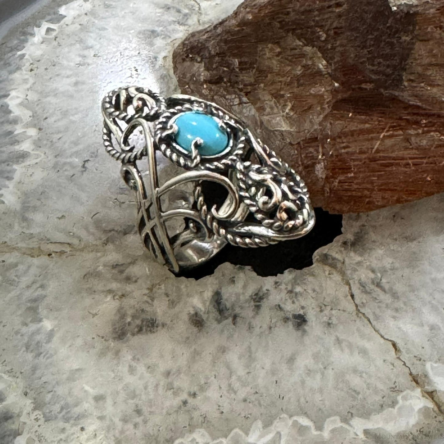 Carolyn Pollack Sterling Silver Oval Sleeping Beauty Turquoise Ring Size 5.5 For Women