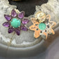 Carolyn Pollack Sterling Silver Round Turquoise & Pear Amethyst Flower Stud Earrings For Women