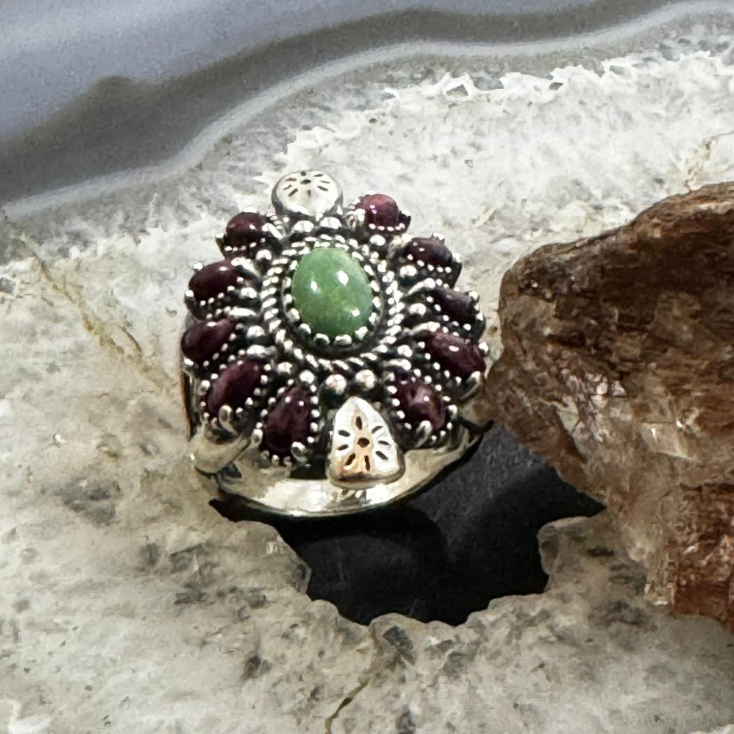 Carolyn Pollack Sterling Silver Multi Gemstone Decorated Ring Size 9 For Women