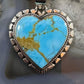 Native American Sterling Silver  Large Blue Ridge Turquoise Heart Pendant For Women #1