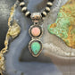 Native American Sterling Silver Pink Conch Shell & Turquoise Pendant For Women #1