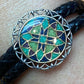 Carolyn Pollack Sterling Silver & Brass Braided Leather Mosaic Inlay Bracelet For Women