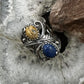 Carolyn Pollack Sterling Silver Picture Jasper & Denim Lapis Ring Size 6.25 For Women
