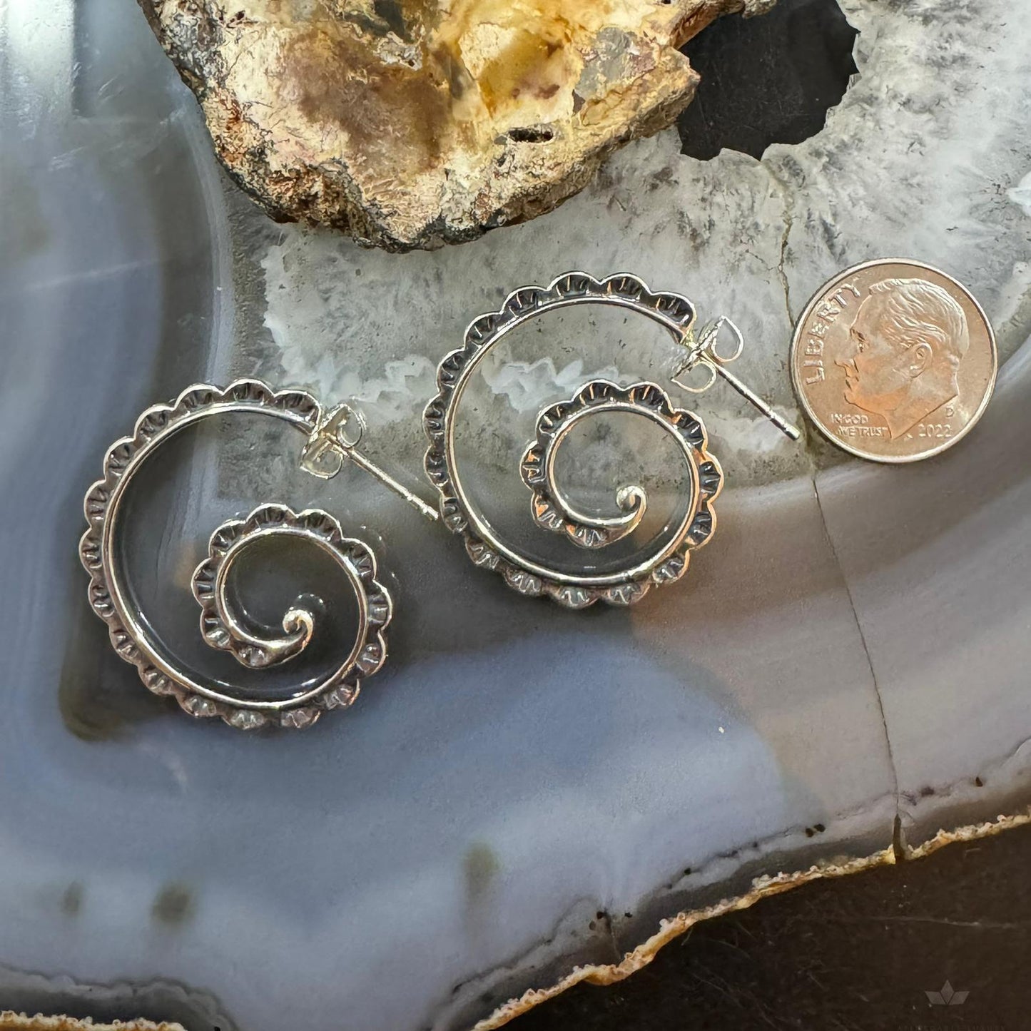 Carolyn Pollack Sterling Silver Stamped Spiral Post Earrings For Women