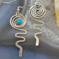 Brad Panteah Native American Sterling Silver Turquoise Spiral Dangle Earrings For Women