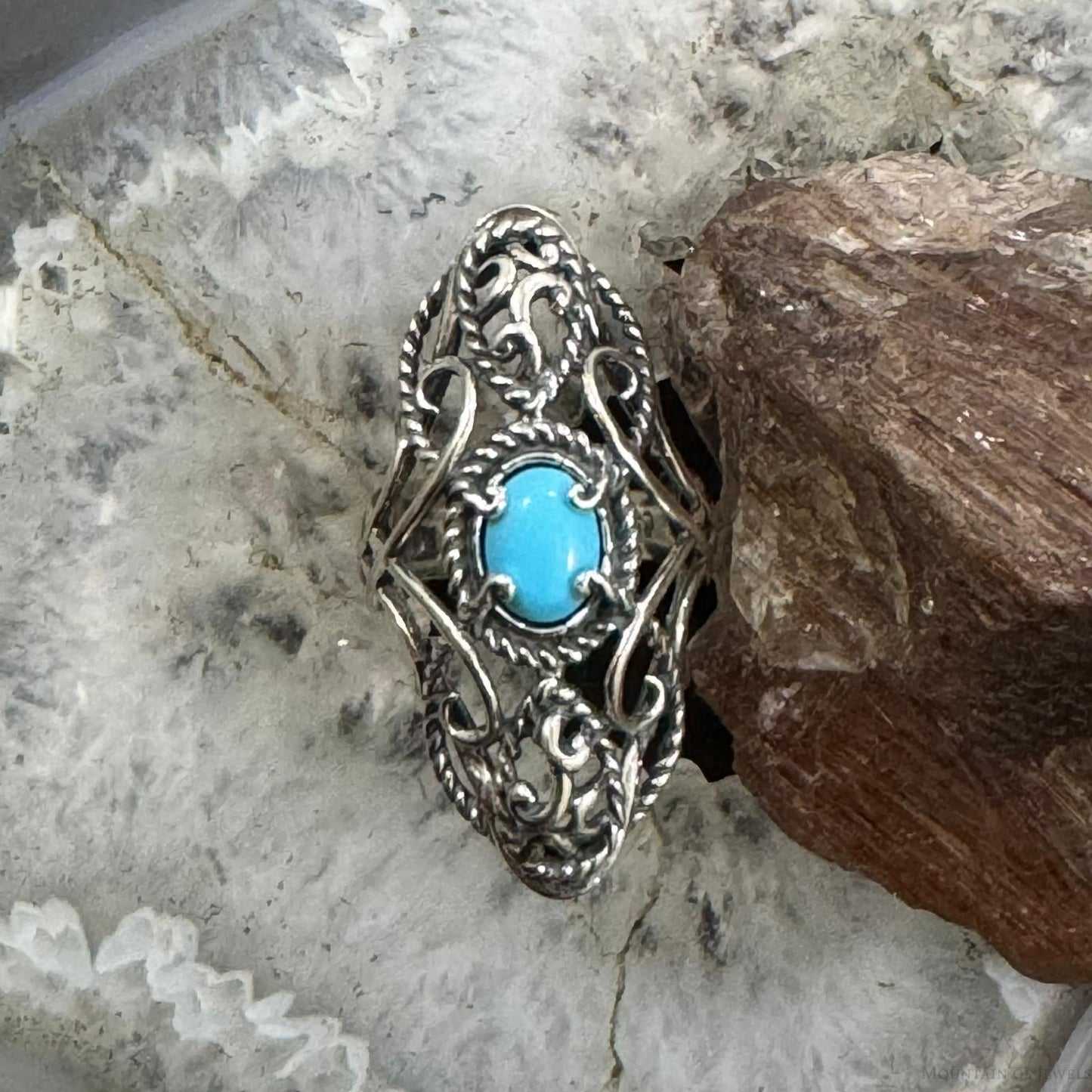 Carolyn Pollack Sterling Silver Oval Sleeping Beauty Turquoise Ring Size 5.5 For Women