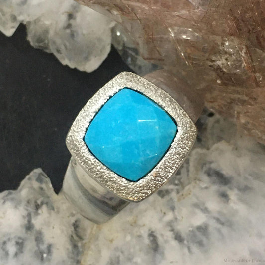 Carolyn Pollack Sterling Square Faceted Turquoise Decorated Ring For Women