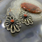 Kevin Billah Native American Sterling Coral Flower Decorated Dangle Earrings For Women #1