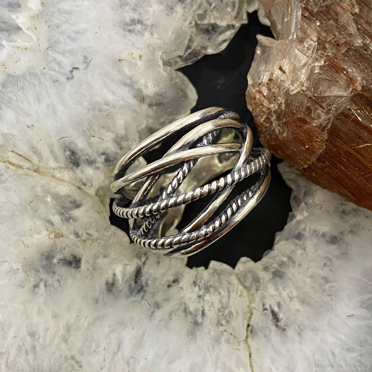 Carolyn Pollack Vintage Sterling Silver 8 Strand Woven Ring For Women