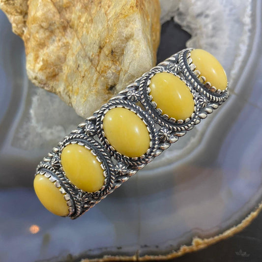 Carolyn Pollack Southwestern Style Sterling silver Yellow Jasper Row Bracelet For Women