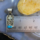 Alex Sanchez Native American Sterling Silver Petroglyph Turquoise Dainty Pendant #2