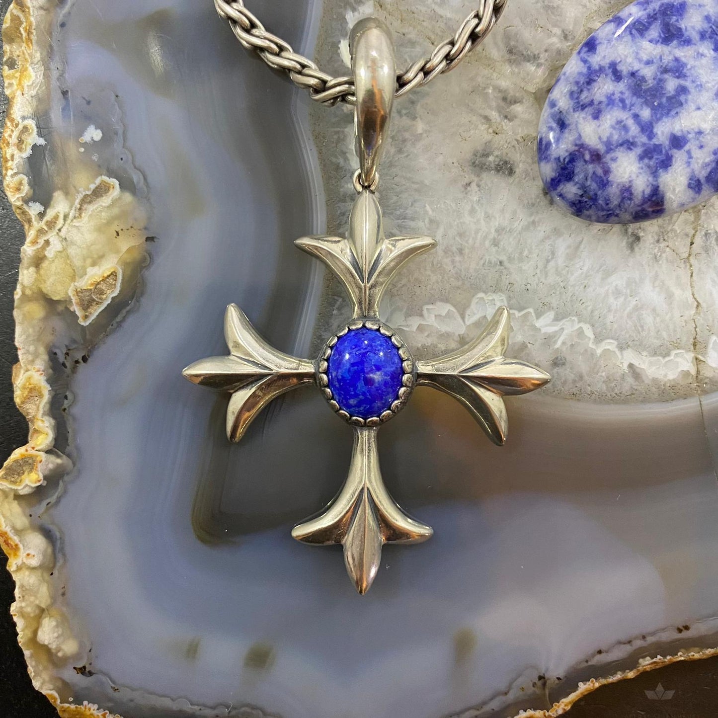 Carolyn Pollack Southwestern Style Sterling Silver Lapis Cross Pendant For Women
