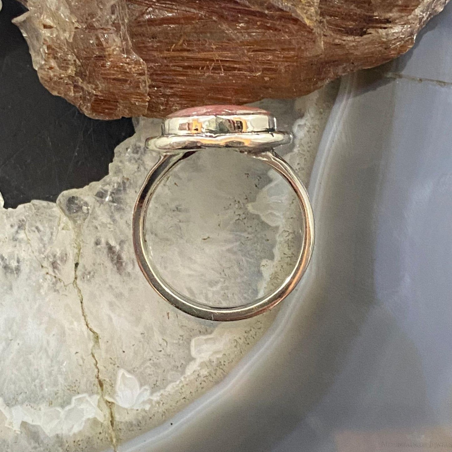 Native American Sterling Silver Rhodochrosite Heart Ring Size 6.25 For Women