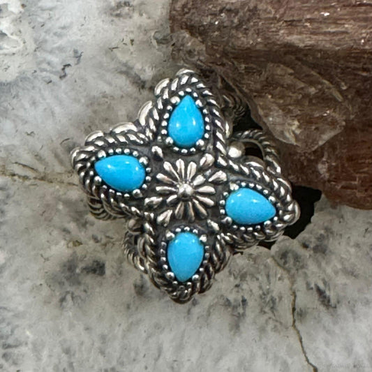 Carolyn Pollack Sterling Silver 4 Sleeping Beauty Turquoise Ring Size 10 For Women
