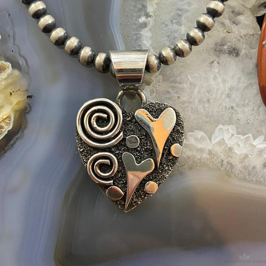 Alex Sanchez Native American Sterling Silver Petroglyph Heart Pendant For Women #5