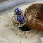 Vintage Native American Sterling Silver 2 Oval Lapis Decorated Ring Size 5.25 For Women