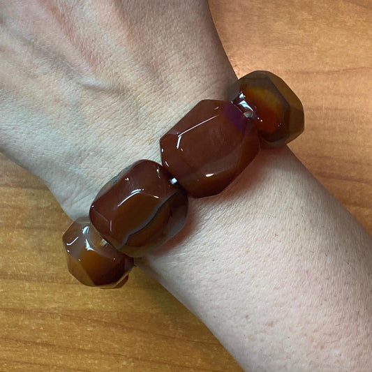 Carolyn Pollack Vintage 9 Chunky Carnelian Beads Stretch Bracelet For Women