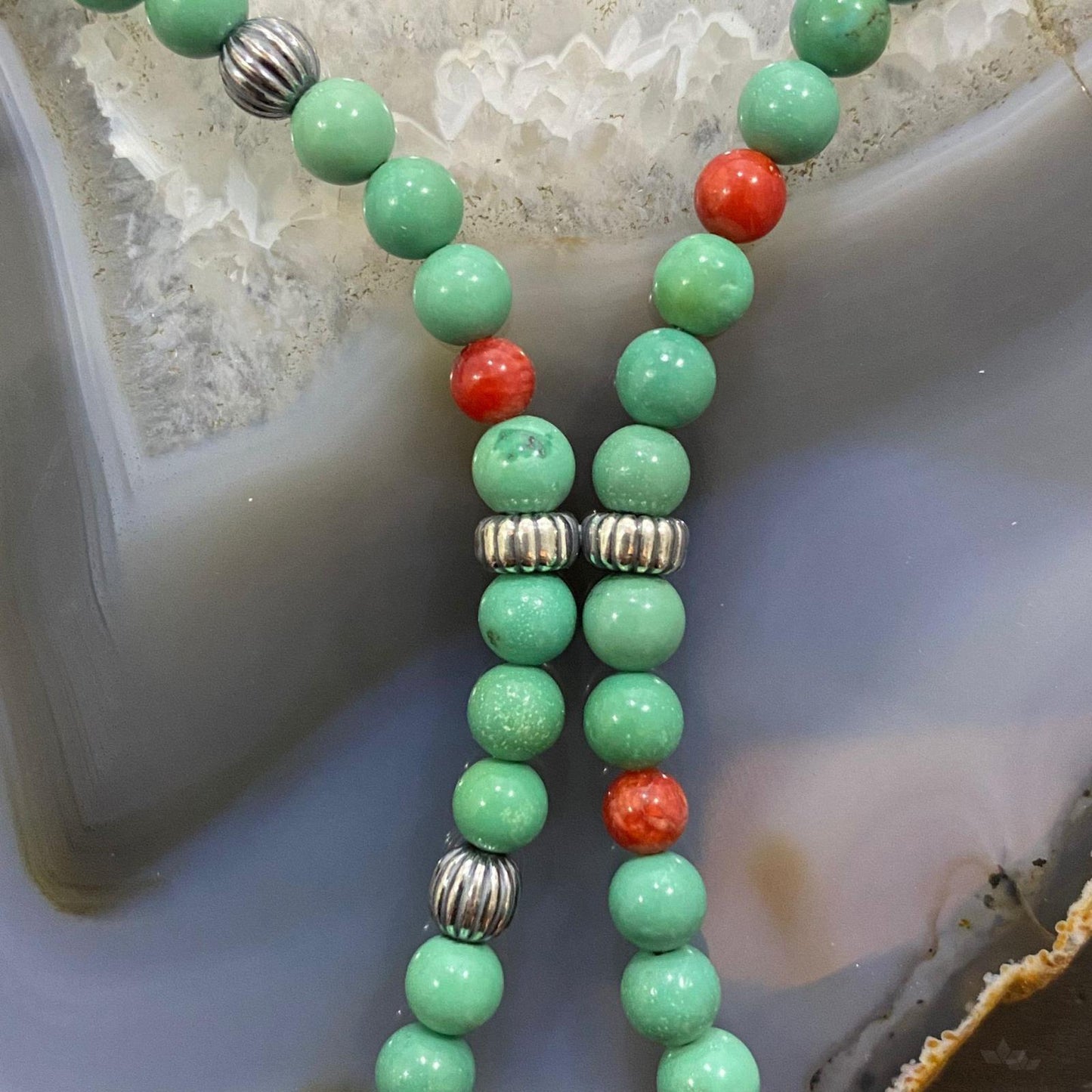 Carolyn Pollack Southwestern Style Green Turquoise & Red Jasper Lariat Necklace For Women