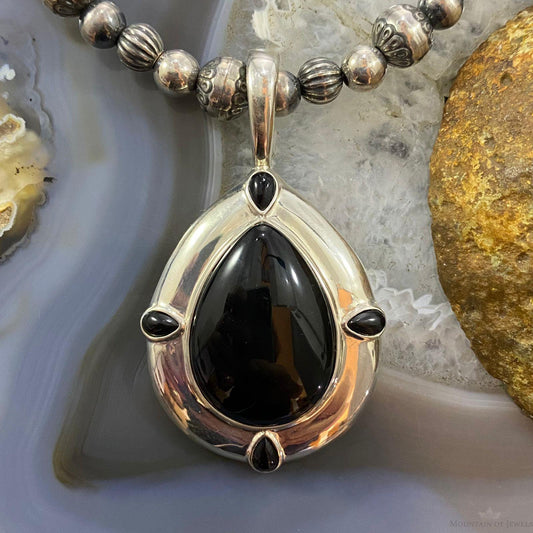 Carolyn Pollack Southwestern Style Sterling Silver Black Onyx Decorated Enhancer Pendant For Women