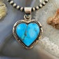 Native American Sterling Silver Blue Ridge Turquoise Heart Pendant For Women #2