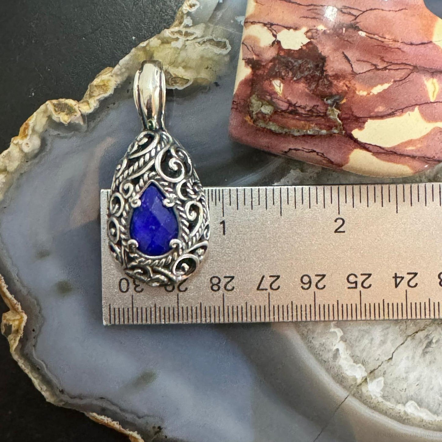 Carolyn Pollack Sterling Silver Teardrop Lapis Doublet Filigree Enhancer Pendant For Women