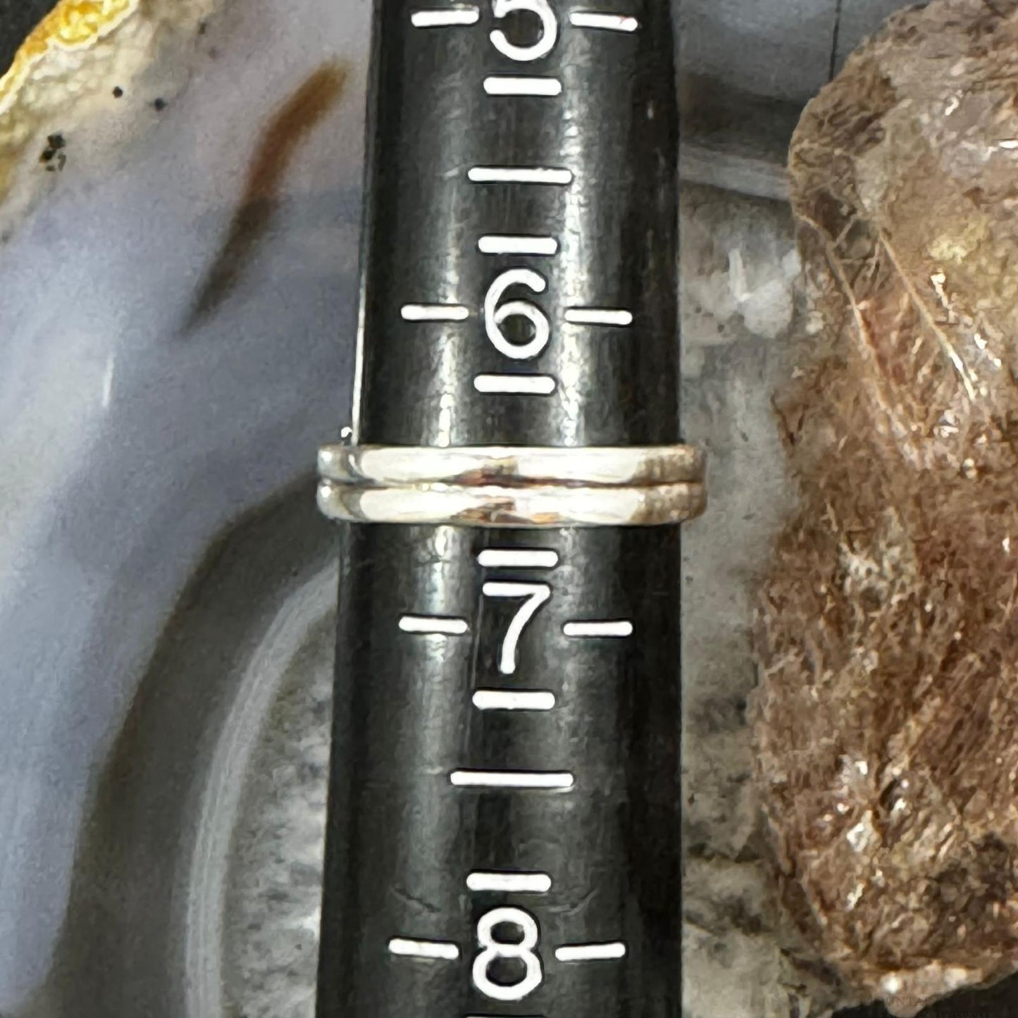 Native American Sterling Silver White Buffalo Mini Bar Ring Size 6.5 For Women