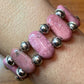 Carolyn Pollack Vintage Sterling Silver 11 Oval Rhodonite Bead Stretch Bracelet For Women