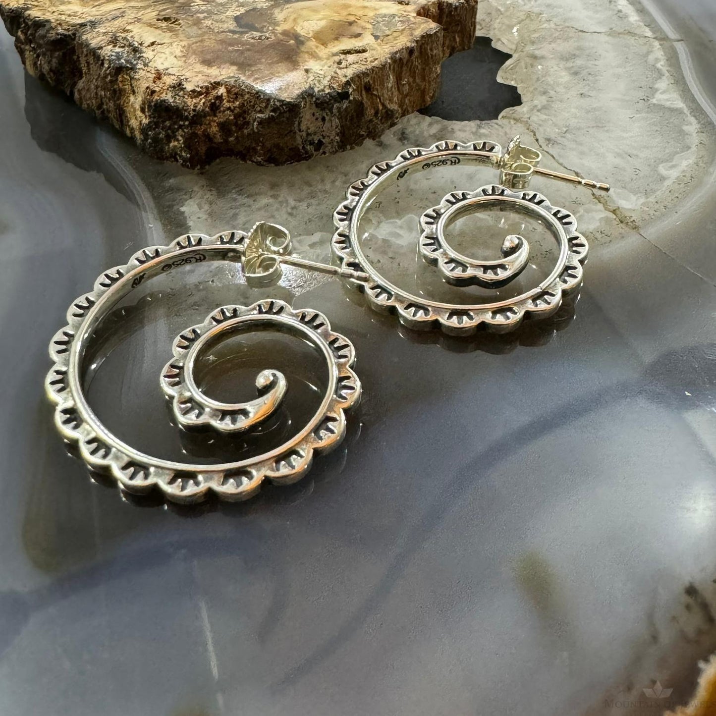 Carolyn Pollack Sterling Silver Stamped Spiral Post Earrings For Women