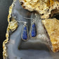 Native American Sterling Silver Teardrop Denim Lapis Dangle Earrings For Women