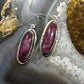 Native American Sterling Silver Oval Purple Spiny Oyster Dangle Earrings For Women