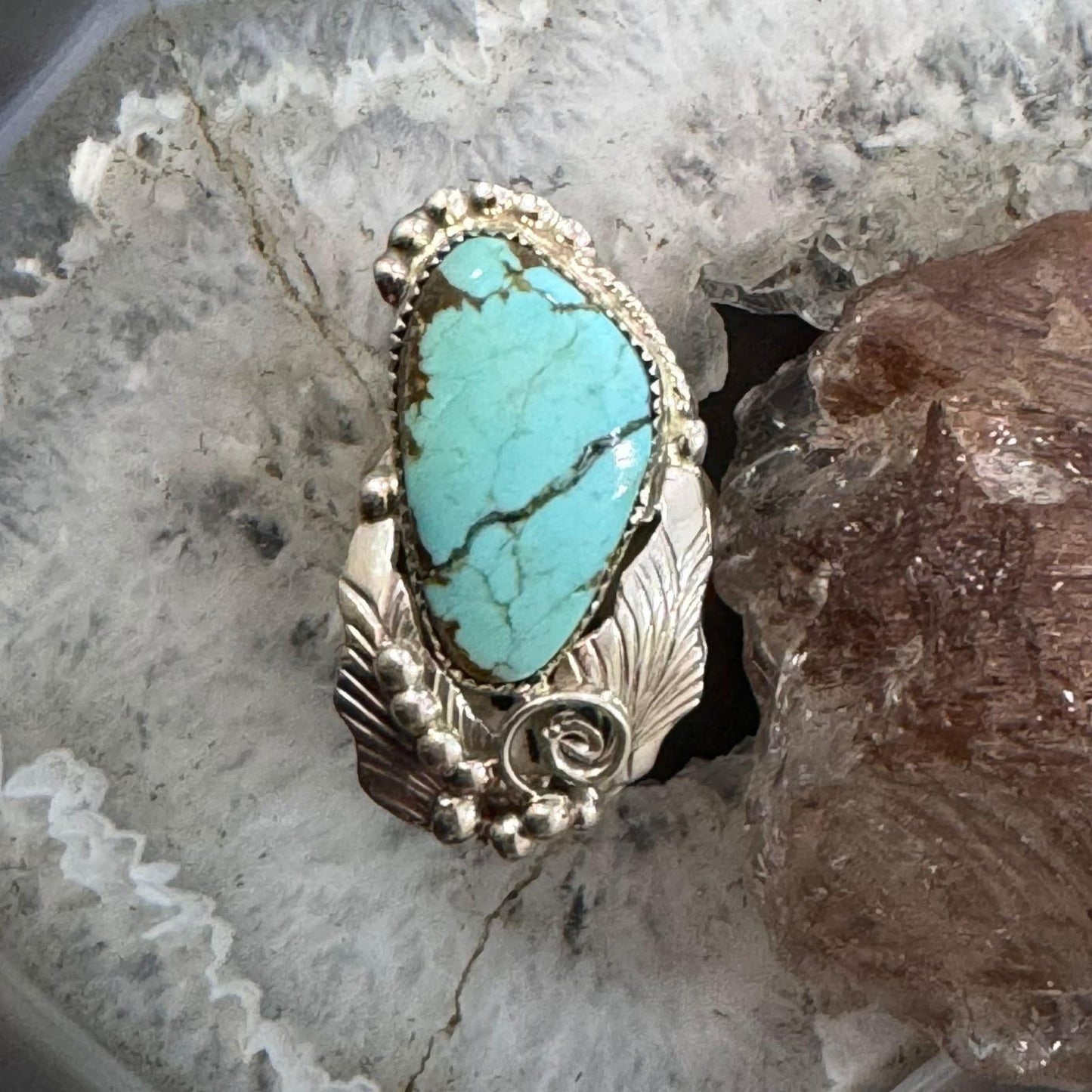 Silver Ray Sterling Silver Natural Turquoise With Matrix Ring Size 8.5 For Women