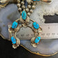 Vintage Native American Silver 15 Kingman Turquoise 28" Squash Blossom Necklace For Women