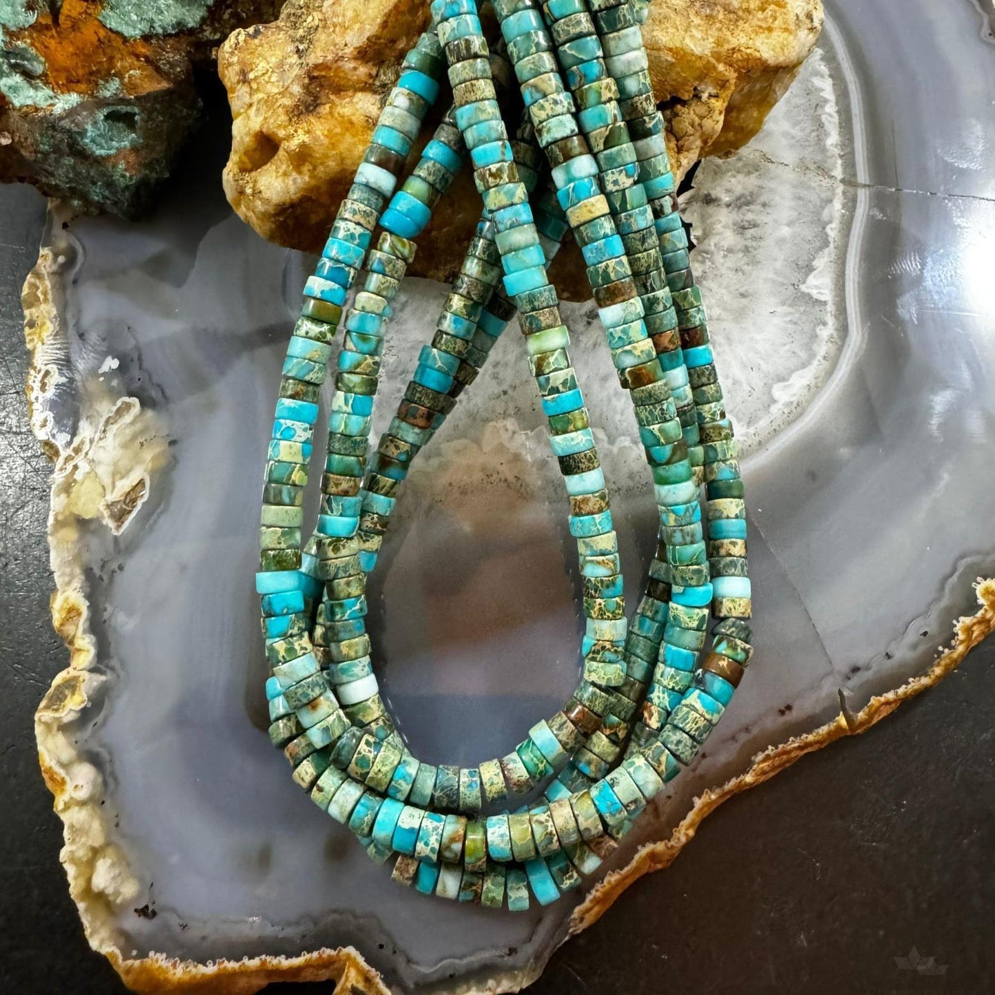 Native American Multi-color 5 mm Turquoise Disc Bead Necklace For Women