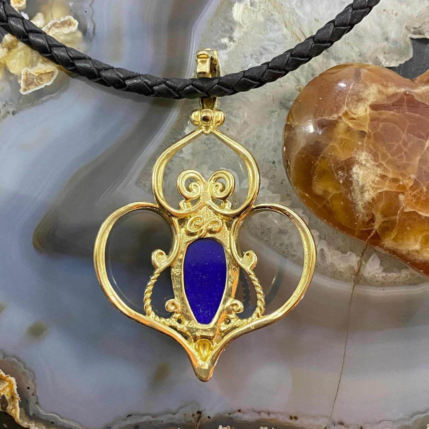 Carolyn Pollack Sterling Silver & Gold Plated Lapis Doublet Enhancer Pendant For Women