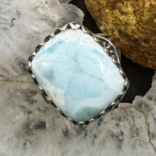 Carolyn Pollack Sterling Silver Rectangle Larimar Decorated Ring Size 8 For Women