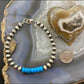 Navajo Pearl and Turquoise 6mm Beads Sterling Silver 8" Bangle For Women