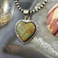 Native American Sterling Silver Boulder Ribbon Turquoise Heart Pendant For Women #2