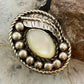 Vintage Native American Silver Oval MOP Decorated Ring Size 6.25 For Women